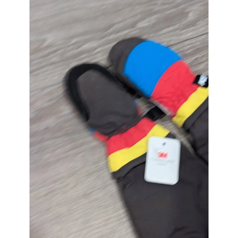 L-Bow Kids Waterproof Extra-Long Thinsulate Mittens Size Small Blue Red Yellow